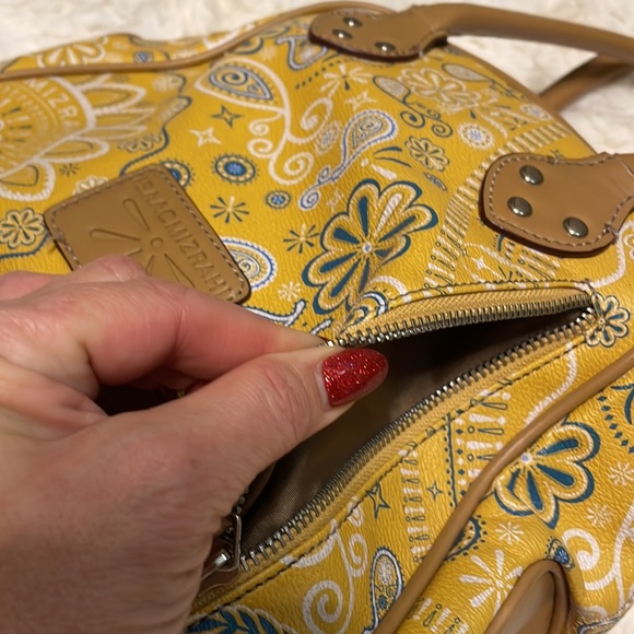 ISAAC MIZRAHI signature Bandana print yellow satchel handbag shoulder bag - Picture 10 of 15